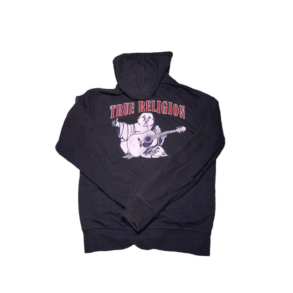 Men's True Religion Varsity 02 Zip Hoodie Black Red Small Used Excellent Cond